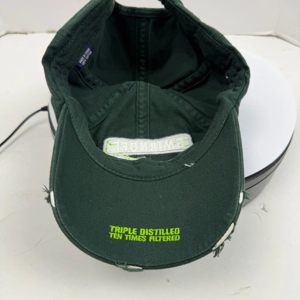 Smirnoff Citrus Twist Hat Green Distressed Embroidered Baseball Cap Adjustable